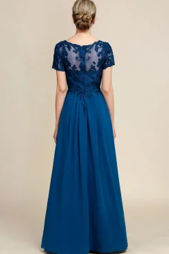 Blue A Line Mother of Bride Dress with Appliques