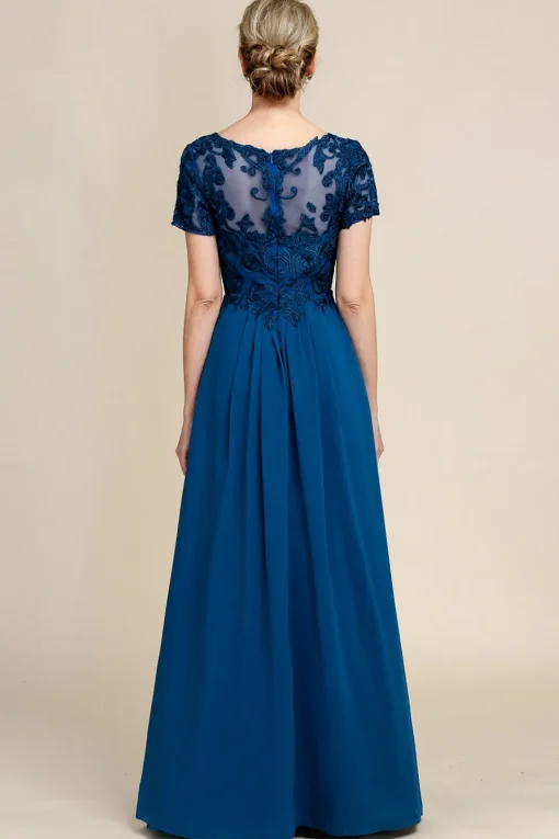 Blue A Line Mother of Bride Dress with Appliques