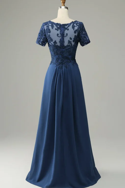 Blue A Line Mother of Bride Dress with Appliques