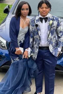 Blue Peak Lapel 2 Piece Men's Prom Suits