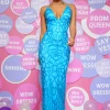 Blue Sheath Sparkly Prom Dress with Sequins