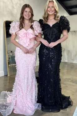 Blue Sparkly Sequins Mermaid Long Corset Prom Dress