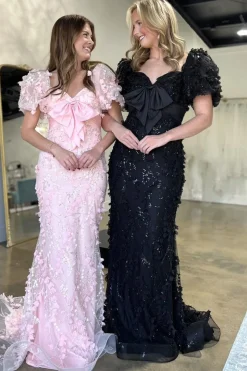 Blue Sparkly Sequins Mermaid Long Corset Prom Dress