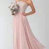 Blush A Line One Shoulder Lace Chiffon Bridesmaid Dress