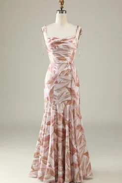Blush Floral Boho Mermaid Bridesmaid Dress