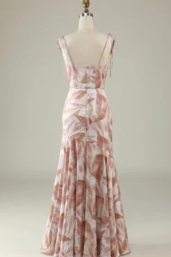 Blush Floral Boho Mermaid Bridesmaid Dress