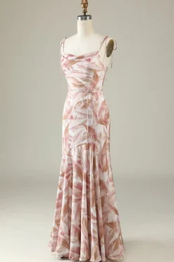 Blush Floral Boho Mermaid Bridesmaid Dress