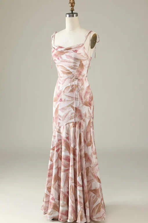 Blush Floral Boho Mermaid Bridesmaid Dress