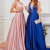 Blush Satin Long Prom Dress