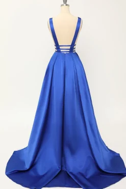 Blush Satin Long Prom Dress