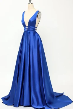 Blush Satin Long Prom Dress