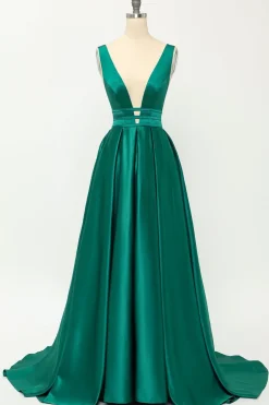 Blush Satin Long Prom Dress