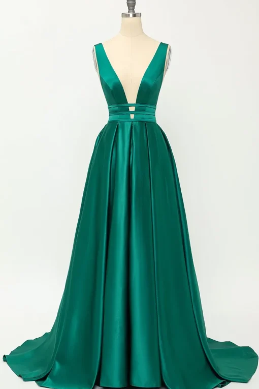 Blush Satin Long Prom Dress