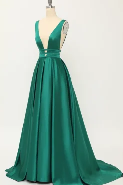 Blush Satin Long Prom Dress