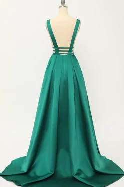 Blush Satin Long Prom Dress