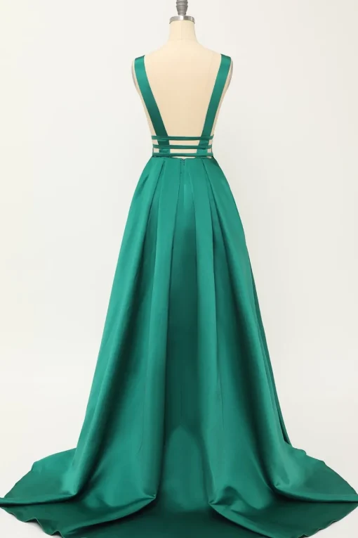 Blush Satin Long Prom Dress