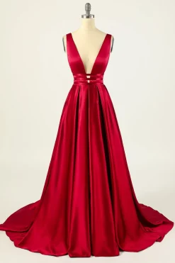Blush Satin Long Prom Dress