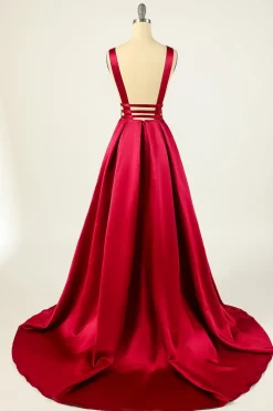Blush Satin Long Prom Dress