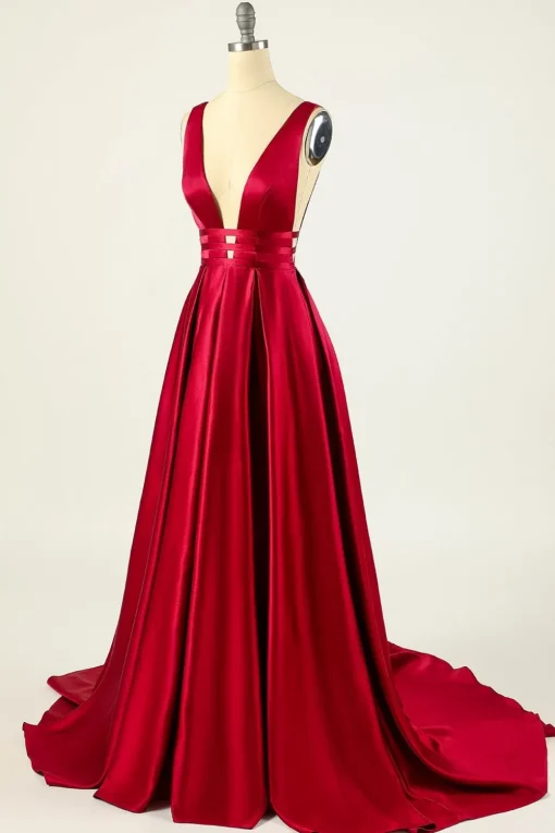 Blush Satin Long Prom Dress