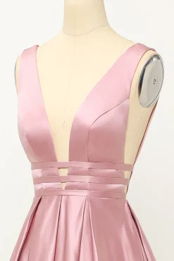 Blush Satin Long Prom Dress