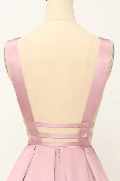 Blush Satin Long Prom Dress