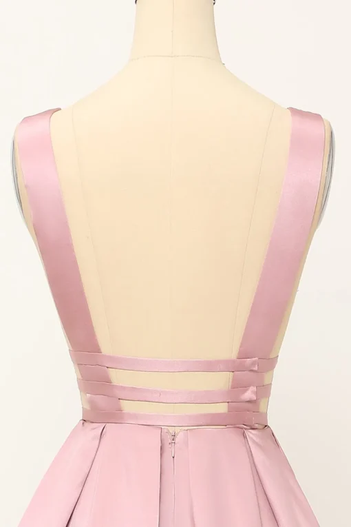 Blush Satin Long Prom Dress