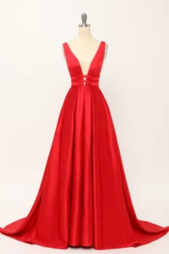 Blush Satin Long Prom Dress