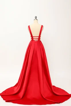 Blush Satin Long Prom Dress