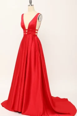 Blush Satin Long Prom Dress