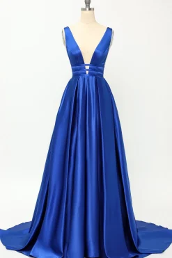 Blush Satin Long Prom Dress