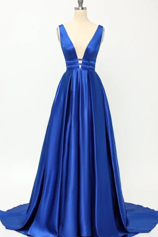 Blush Satin Long Prom Dress