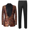 Brown Jacquard Shawl Lapel Men's 2 Pieces Suits