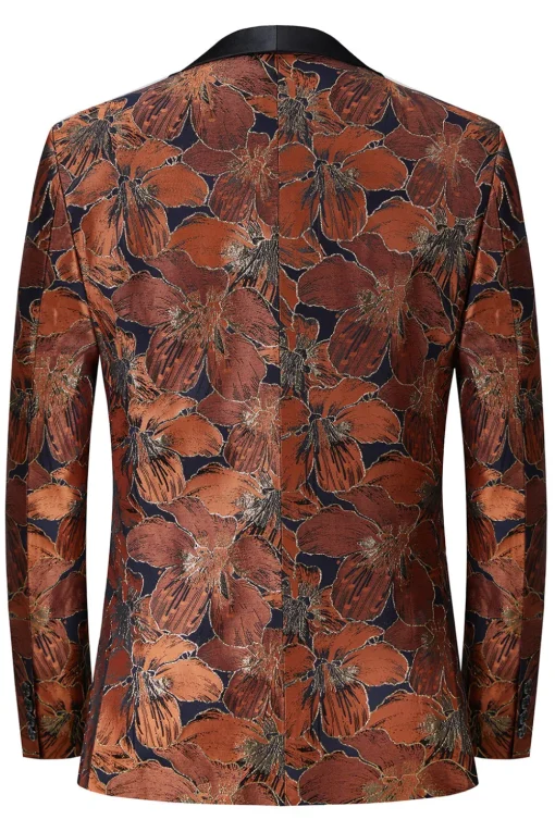 Brown Jacquard Shawl Lapel Men's 2 Pieces Suits