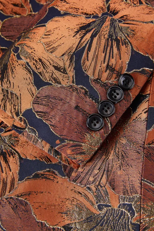 Brown Jacquard Shawl Lapel Men's 2 Pieces Suits