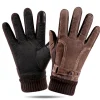Brown Pigskin Men's Warm Winter Gloves