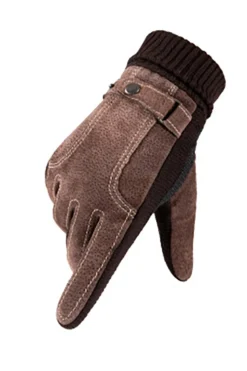 Brown Pigskin Men's Warm Winter Gloves