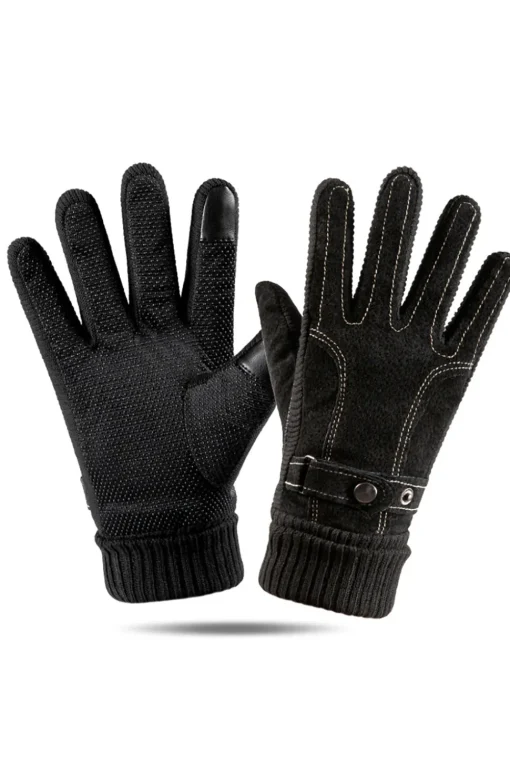 Brown Pigskin Men's Warm Winter Gloves