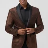 Brown Shawl Lapel Glitter Men's Blazer