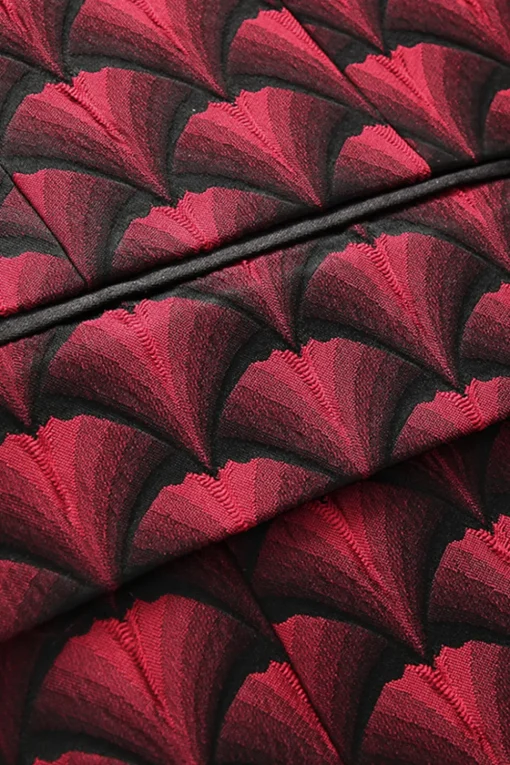 Burgundy Jacquard Notched Lapel 2 Piece Men's Suits