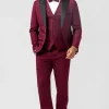 Burgundy Peak Lapel 3 Pieces One Button Men's Prom Suits