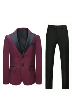 Burgundy Peak Lapel 2 Pieces Men Suits for Prom