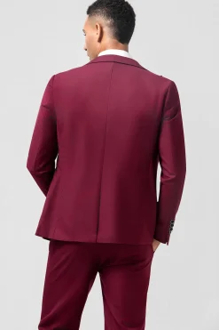 Burgundy Peak Lapel 3 Pieces One Button Men's Prom Suits