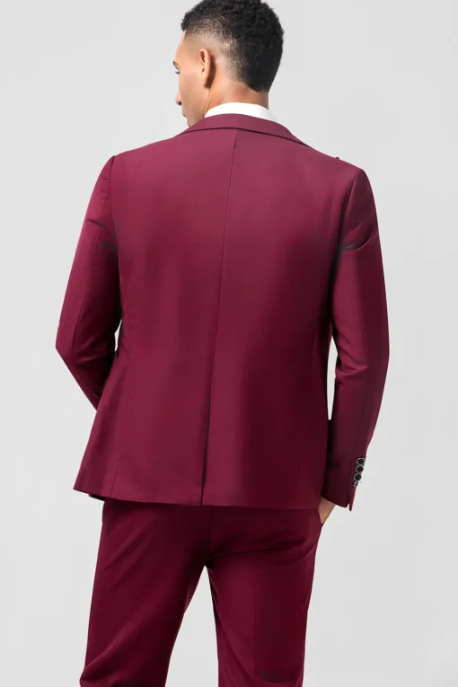 Burgundy Peak Lapel 3 Pieces One Button Men's Prom Suits