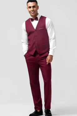 Burgundy Peak Lapel 3 Pieces One Button Men's Prom Suits