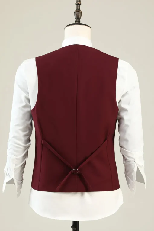 Burgundy Peak Lapel 3 Piece Men's Prom Suits