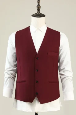 Burgundy Peak Lapel 3 Piece Men's Prom Suits