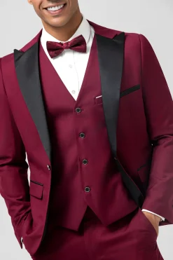 Burgundy Peak Lapel 3 Pieces One Button Men's Prom Suits