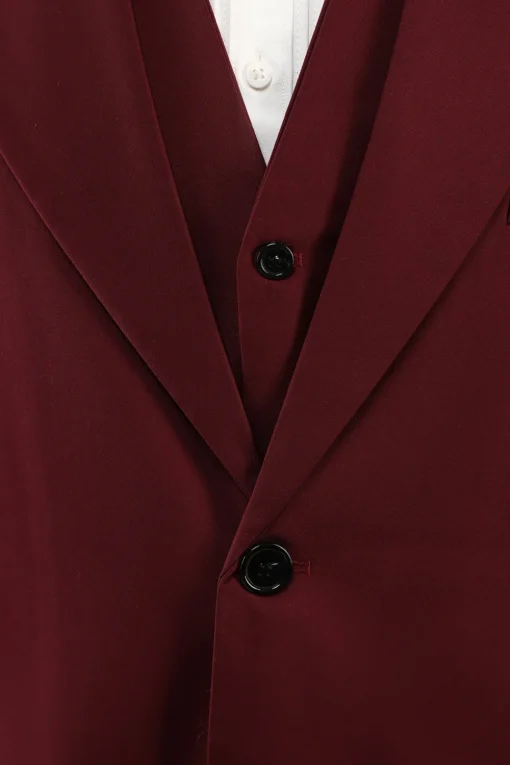 Burgundy Peak Lapel 3 Piece Men's Prom Suits