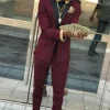 Burgundy Peaked Lapel 2 Pieces Men's Formal Suits