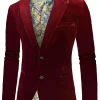 Burgundy Velvet Single Breasted Men's Blazer